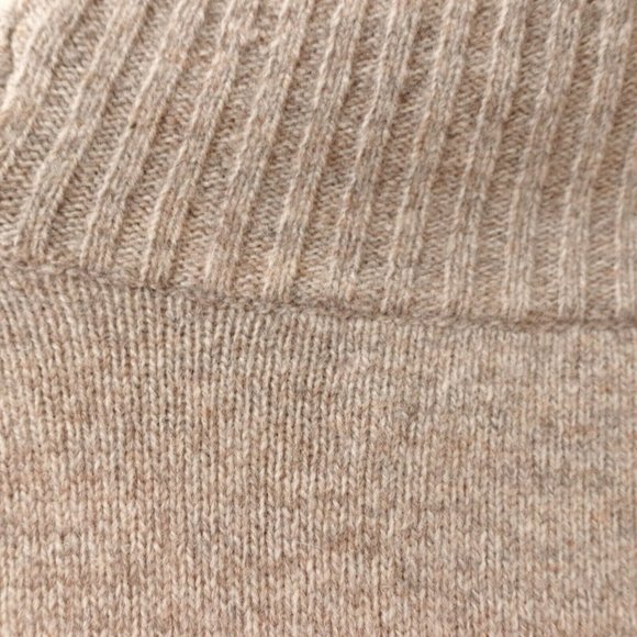 Beige Wool Sweater Men Large J CREW Knit Tan Lambswool Shawl Henley Button Neck - Picture 9 of 11